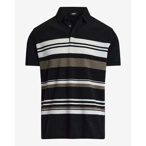 Express Men's Perfect Pima Cotton Pique Polo Size L Black Multi Striped NWT $64